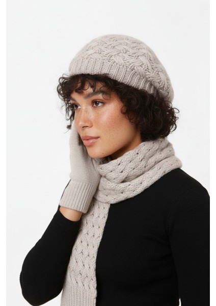 Kadın Kışlık Örgü Bere, Atkı ve Eldiven Takımı fiyatları