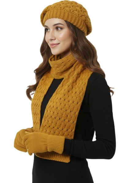 Kadın Kışlık Örgü Bere, Atkı ve Eldiven Takımı fiyatları