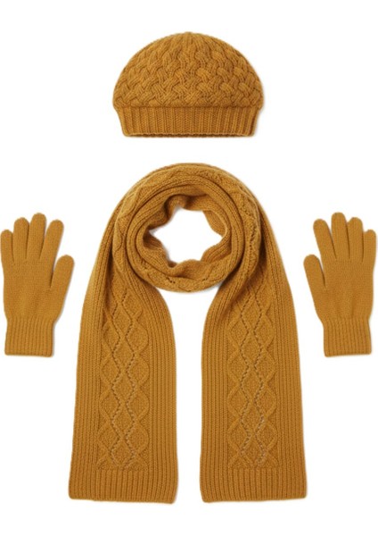 Kadın Kışlık Örgü Bere, Atkı ve Eldiven Takımı indirimleri