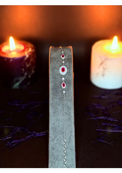 925 Ayar Bordo Zirkon Taşlı Gümüş Su Yolu Set modelleri