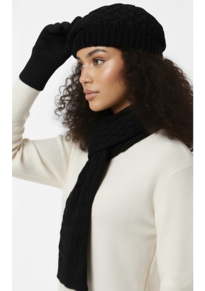 Kadın Kışlık Örgü Bere, Atkı ve Eldiven Takımı modelleri