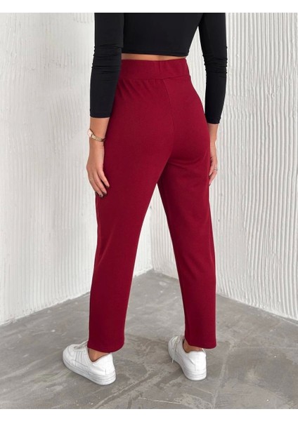 Örme Krep Pantolon Çift Düğmeli