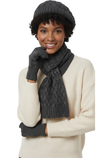 Kadın Kışlık Örgü Bere, Atkı ve Eldiven Takımı