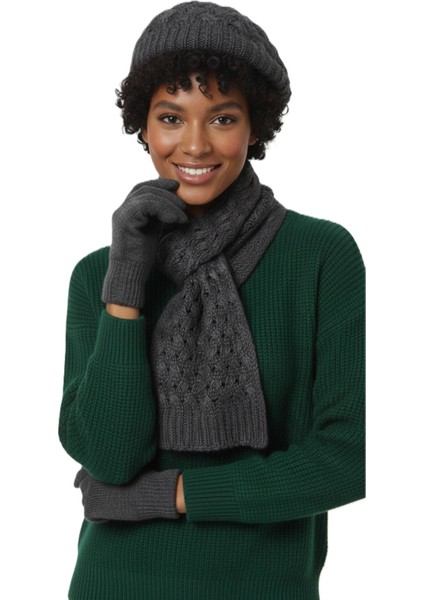 Kadın Kışlık Örgü Bere, Atkı ve Eldiven Takımı modelleri