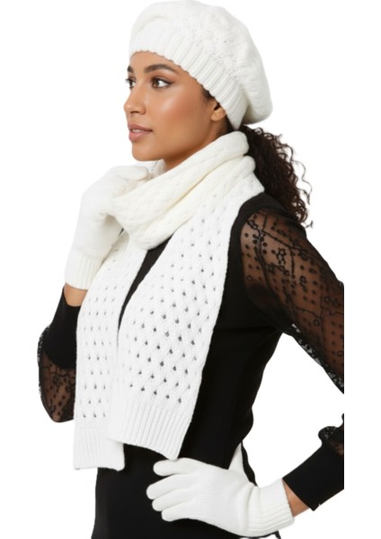 Kadın Kışlık Örgü Bere, Atkı ve Eldiven Takımı modelleri