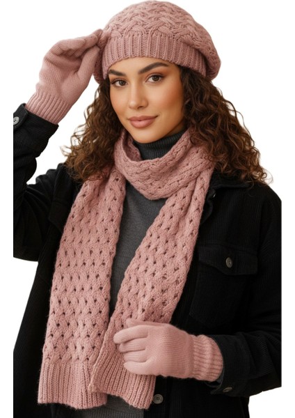 Kadın Kışlık Örgü Bere, Atkı ve Eldiven Takımı fiyatları