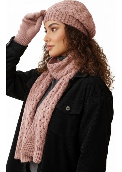 Kadın Kışlık Örgü Bere, Atkı ve Eldiven Takımı fırsatları