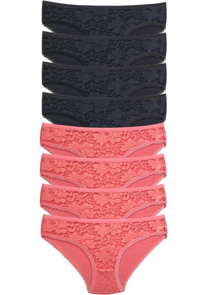 8 Adet Önü Dantelli Transparan Kadın Slip Külot S24 fiyatları