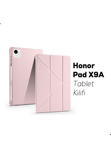 Honor Pad X9A Uyumlu Kılıf Üçe Katlanan Kalem Bölmeli Standlı Tablet Kılıfı Uyandırma Özellikli