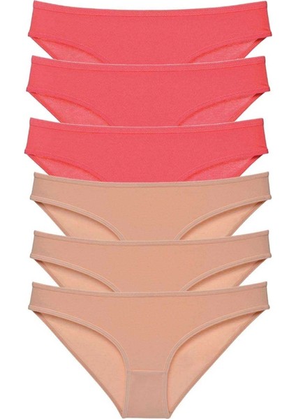 6 Adet Süper Eko Set Likralı Kadın Slip Külot Fuşya Ten
