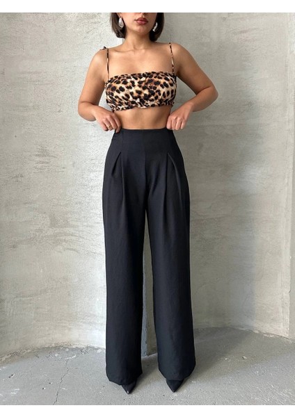 Pileli Keten Pantolon S255046