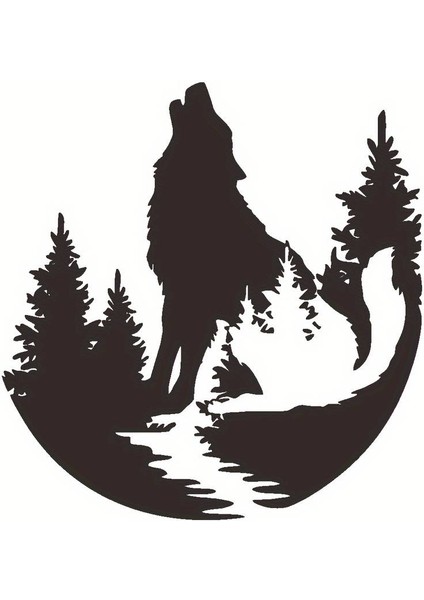 Dolunay ve Bozkurt Duvar Dekor Sticker 47 x 45 cm