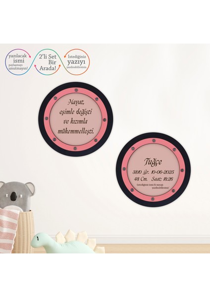 Evliliğe ve Babalığa Özel, Hayat Eşimle Değişti Kızımla Mükemmelleşti Temalı Duvar Dekor Isim Yazılı