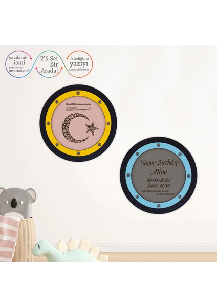 Ailenizin Ismiyle Özel, Besmele Yazılı ve Ayyıldızlı Kelime-I Tevhid Duvar Dekoru, Muhteşem Armağan