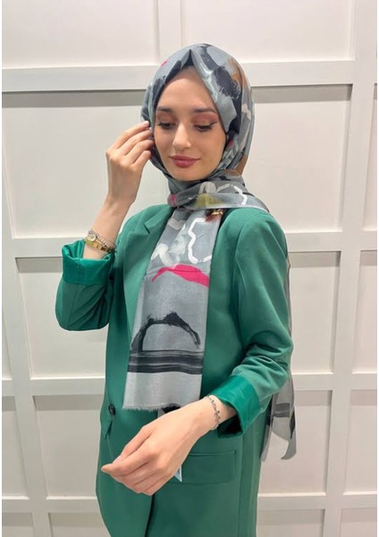 Ipek Koton (Pamuklu) Yaz Serinliği Şal Etol 8495777 Gri