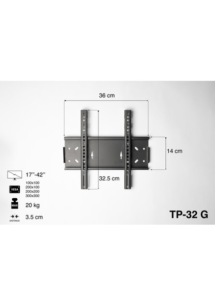 TP-32G Sabit Geniş Model Duvar Askı Aparatı