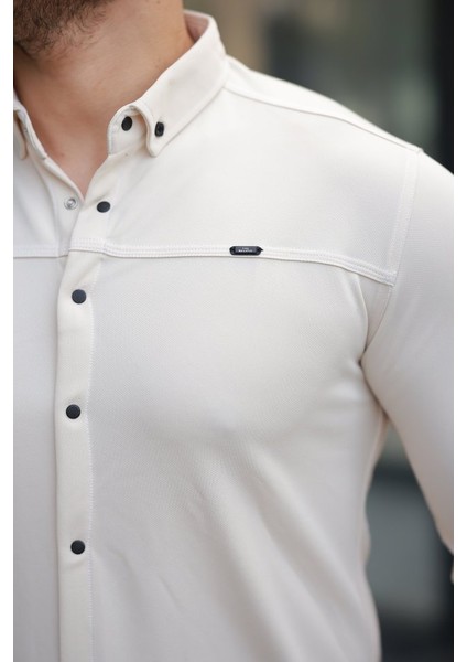 Erkek Çıtçıt Düğmeli Dikiş Detaylı Uzun Kollu Gömlek modelleri
