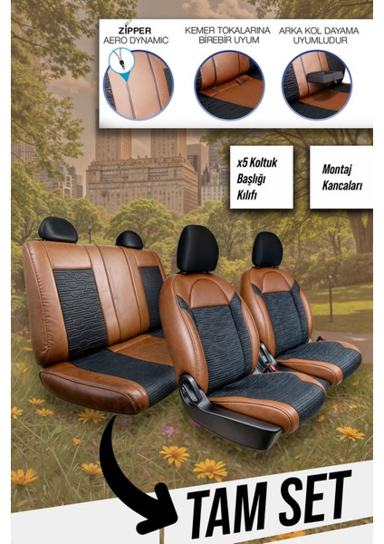 Infiniti I30 Uyumlu Oto Koltuk Kılıfı Deri, Kumaş Premium Kahverengi Siyah fiyatları