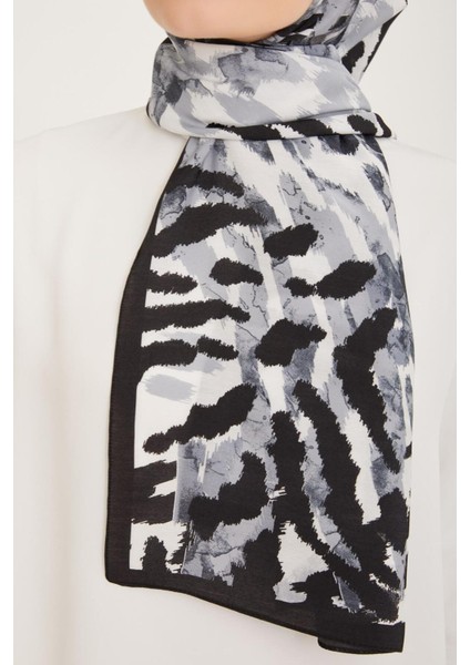 Trend Siyah-Gri Fırça Desen Modal Şal 6318-01 fiyatları
