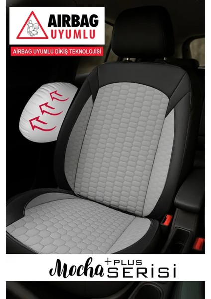 Nissan Qashqai +2 1.5 Dci Tekna Connect Glassro 2010 Uyumlu Moka Plas Serisi Gri Oto Kılıfı Tam Set modelleri