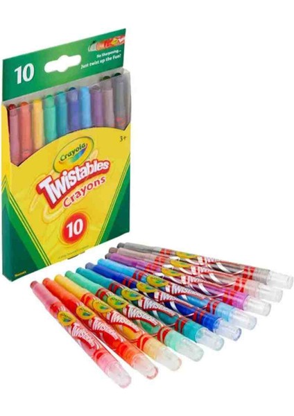 10 Twistable Crayons-Amerikan-Nontoxic-10 Renk Çevrilebilen Pastel Mum Boya Kalemi fiyatları