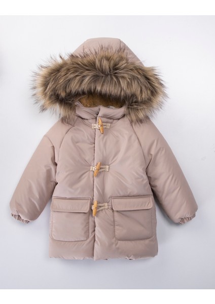 Trend Yeni Sezon Çoban Düğmeli Fermuarlı Kapüşonu Varaklı Kapitone Kışlık Kaban-Mont