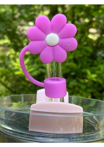 1 Adet Renkli 10 mm Için Pipet Tıpası Çiçekli Pipet Kapağı Quencher Pipet Tıpası 40 Oz ve 30 Oz Uyumlu