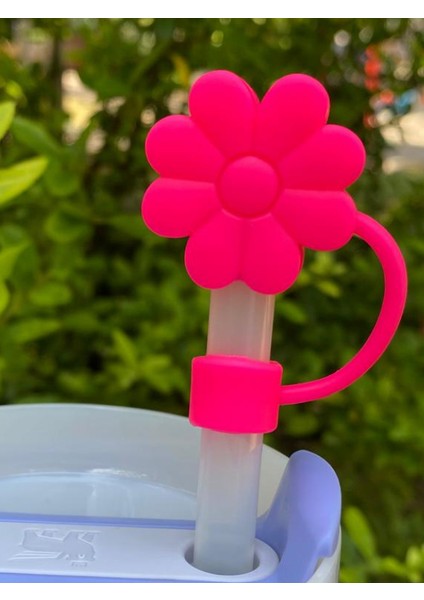 1 Adet Renkli 10 mm Için Pipet Tıpası Çiçekli Pipet Kapağı Quencher Pipet Tıpası 40 Oz ve 30 Oz Uyumlu