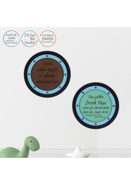 Hayat Eşimle Değişti Oğlumla Mükemmelleşti Yazılı Isimli Özel Hediye Duvar Dekorasyonu Bebek Odasına