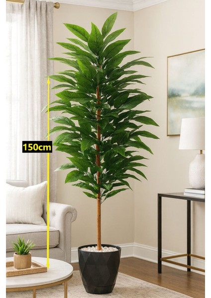 Yapay Ceviz Ağacı 150 cm Uzunluğunda Yakamoz Saksı ve Dolomit Taşı Dahil KAYRAFLOW10, One Size