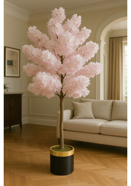 Yapay Pembe Bahar Dalı 150 cm Lux Saksıda 998987554, One Size