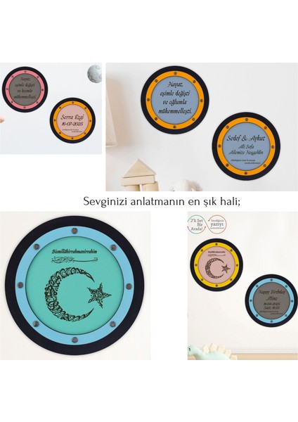 Bebeğin Adına Özel Hazırlanan, Besmele Yazılı Kelime-I Tevhid Motifli Kapı Süsü, Unutulmaz Hediye fiyatları