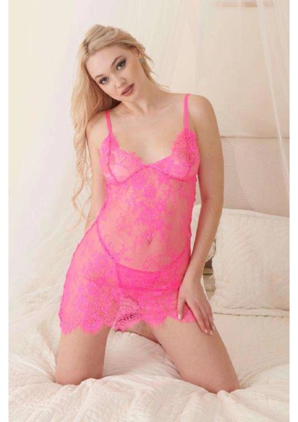 Kadın Şık Rahat Fantezi Gecelik 4015 Pembe - Biçomi