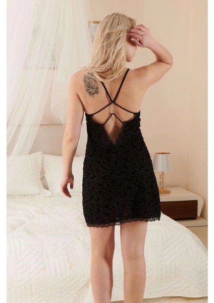 Kadın Şık Rahat Fantezi Gecelik 4013 Siyah - Biçomi fiyatları