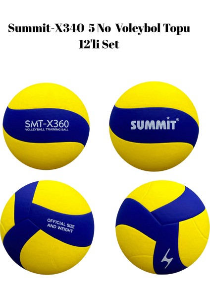 SMT-X340 Deri Voleybol Topu Sert Zemine ve Okullara Uygun Top Pompası Hediyeli ( 12 Adet )