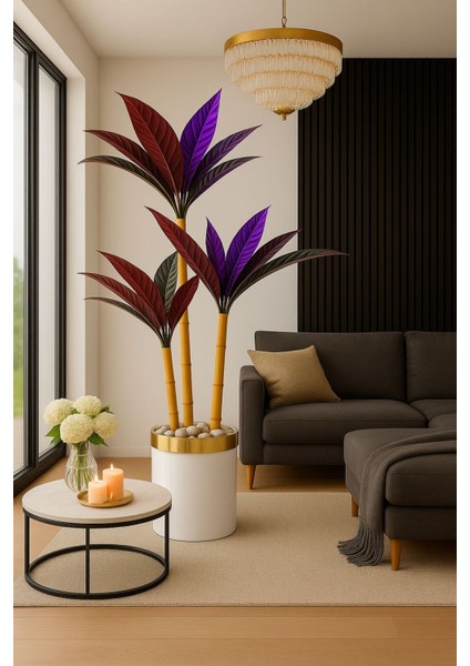 Yapay Kılıç Ağacı 3 Gövdeli 1.50 cm Lüx Darbuka Saksı Dahil KAYRAD225, One Size