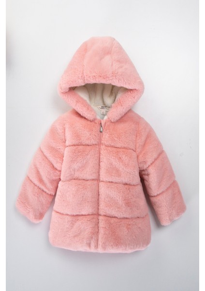 Trend Özel Seri Kürklü Sevimli Baby Içi Kürklü Cepli Kapüşonlu Kışlık Kaban-Mont
