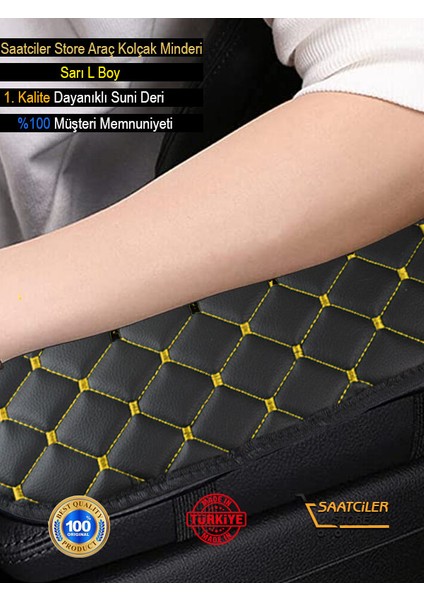 Fort C-Max 2005-2010 Mixgiftz Deri Oto Kolçak Kılıfı Örtüsü Capitone Süngerli Sarı Nakışlı