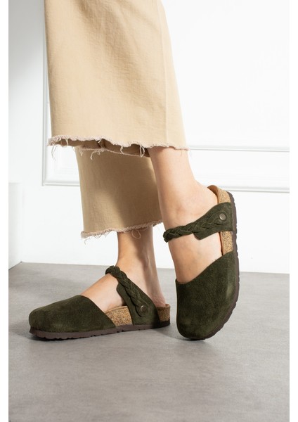 Lugano-S Hakiki Deri Mantar Taban Ortopedik Kadın Terlik