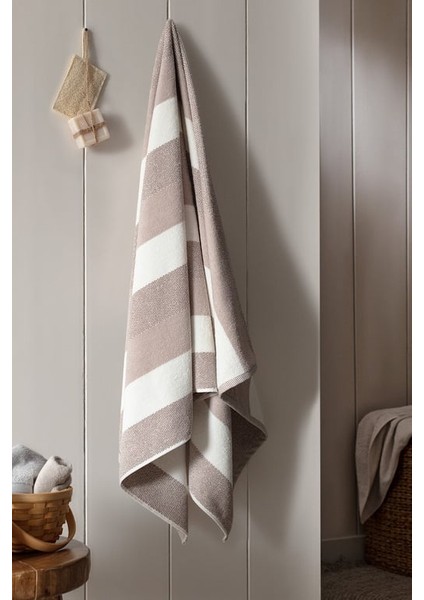Yeni Sezon Eden %100 Pamuk Banyo Havlusu - Bej - 75X150 cm - Bej