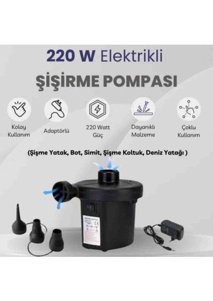 Iki Yönlü Elektrikli Hava Pompası Kamp Şişme Yatak Kullanıma Uygun