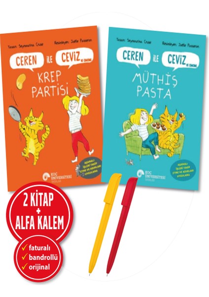 Alfa Kalem+Seymourina Cruse 2 Kitap (Ceren ile Ceviz ve Cimcime - Krep Partisi+Müthiş Pasta)