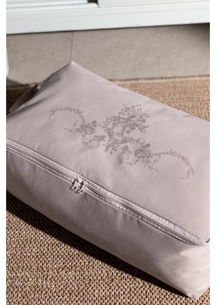 Yeni Sezon Çiçek Desen Baskılı Hurç - Gri - 52X28X21 cm - Gri modelleri