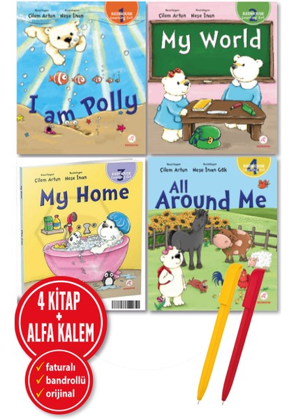 Alfa Kalem+ Çilem Artun 4 Kitap (I Am Polly+My World+My Home+All Around Me) Hikayeler Yeni