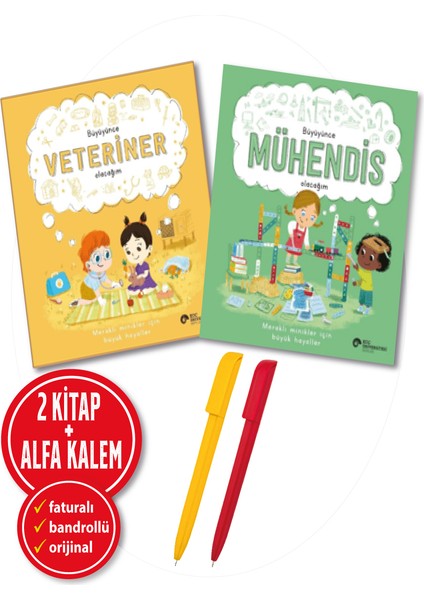 Alfa Kalem+Marnie Willow 2 Kitap (Büyüyünce Veteriner Olacağım+Büyüyünce Mühendis Olacağım) Hikaye