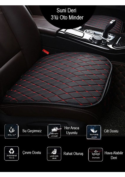 Renault Megane 3 Cabrio 2010-2015 Ön ve Arka Takım Koltuk Minderi Siyah Deri Kırmızı Dikişli Mixgiftz fiyatları