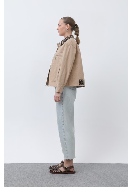 Kadın Garni Detaylı Kısa Ceket -32115CKT - Camel