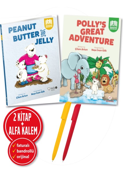 Alfa Kalem+Çilem Artun 2 Kitap (Peanut Butter And Jelly+Polly’s Great Adventure) Ingilizce Yeni