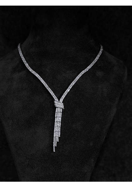 925 Ayar Petra Zirkon Taşlı Gümüş Su Yolu Set (Rodyum Kaplamalı) modelleri