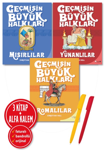Alfa Kalem+Christian Hill 3 Kitap (Geçmişin Büyük Halkları Mısırlılar, Yunanlılar, Romalılar)Hikaye